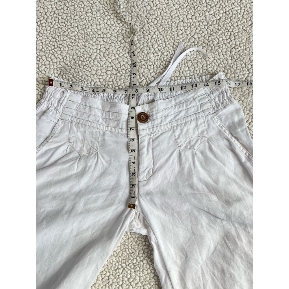 Athleta Linen Wide Leg White Elastic Inside Drawstring Waist Pants Resort SZ L - Picture 6 of 16